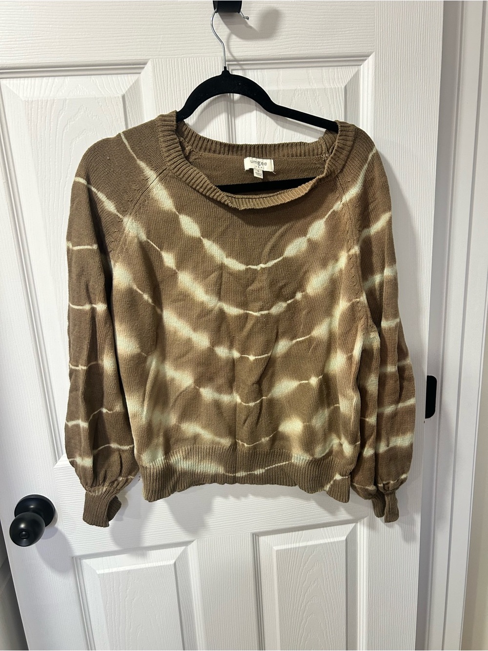 Umgee Brown & Cream Tie-Dye Crewneck Sweater
